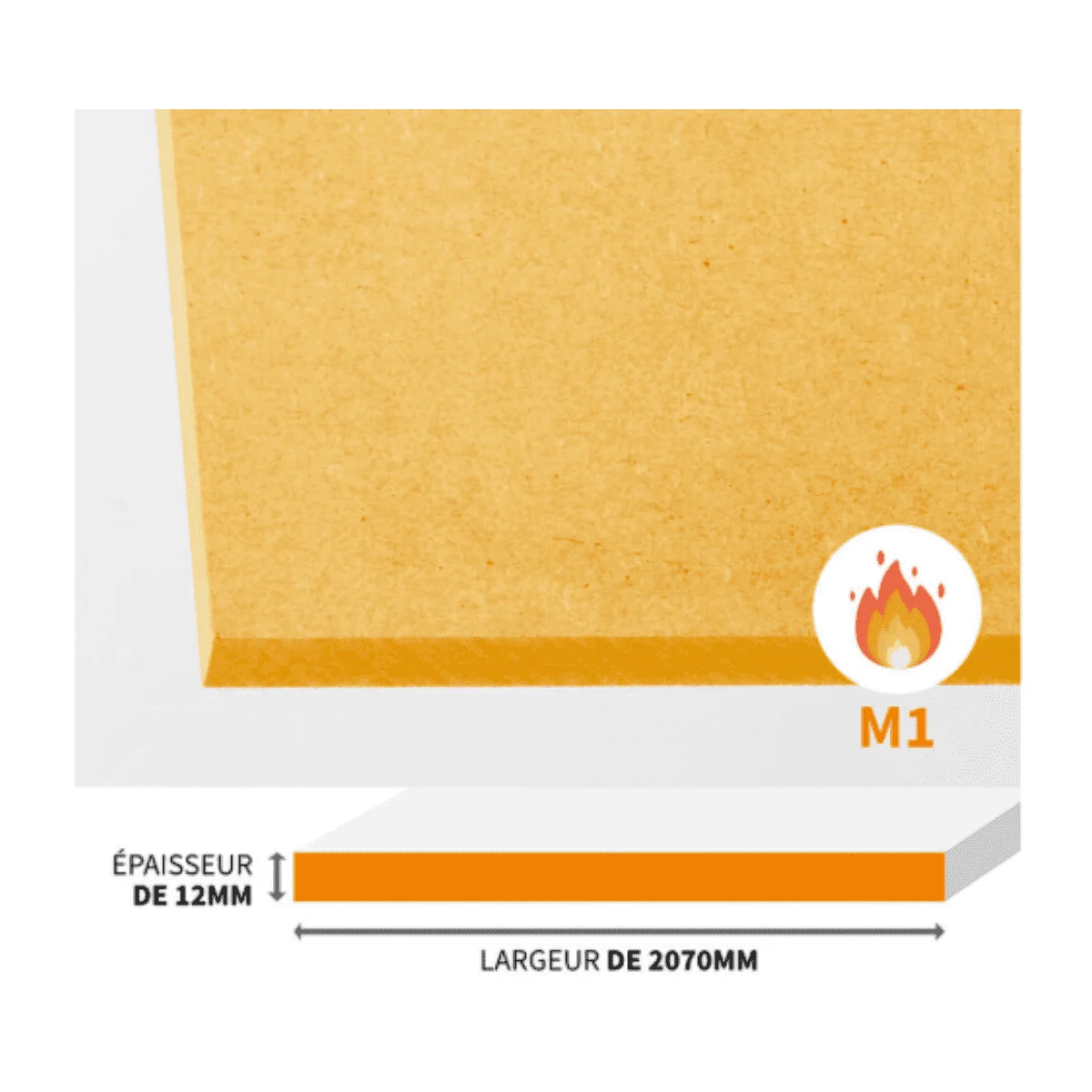 PANNEAU MDF IGNIFUGE MEDILAND M1 3660X2070X12MM