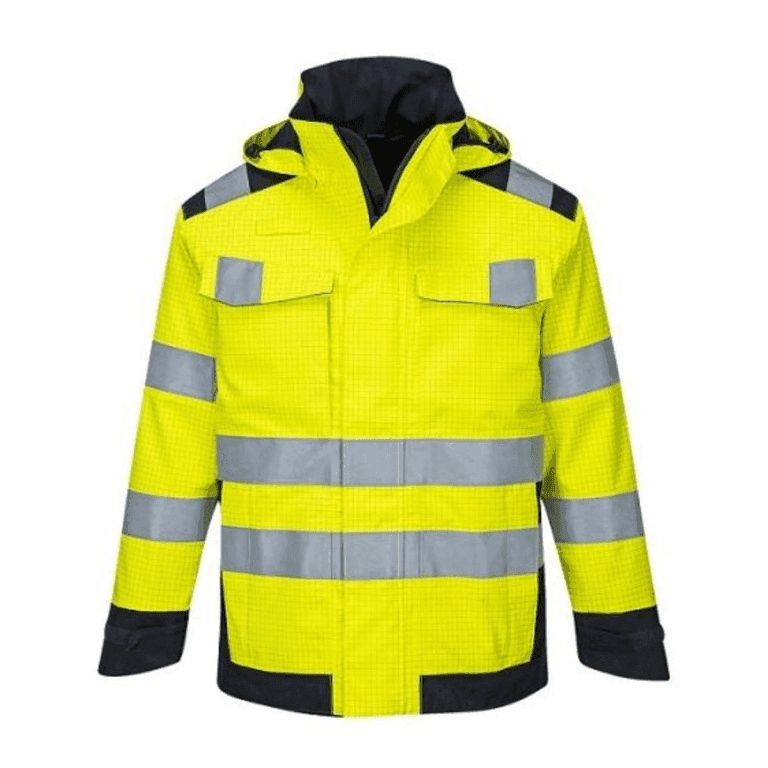 veste de pluie doublée modaflame arc électrique jaune